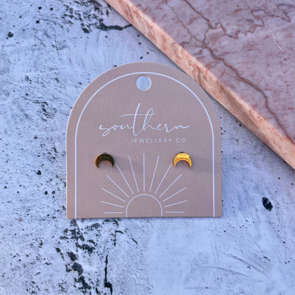 Minis - Small Moon Gold-Studs-Southern Jewewellery Co.-Southern Goods Co.