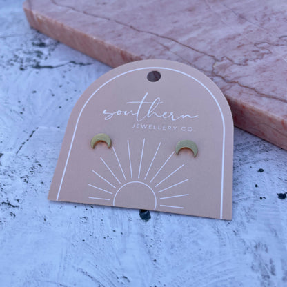 Minis - Small Moon Gold-Studs-Southern Jewewellery Co.-Southern Goods Co.