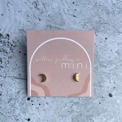 Minis - Small Moon Gold-Studs-Southern Jewewellery Co.-Southern Goods Co.
