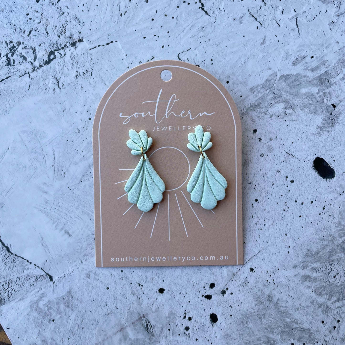Mint Seashell Earrings-Earrings-Southern Jewewellery Co.-Southern Goods Co.