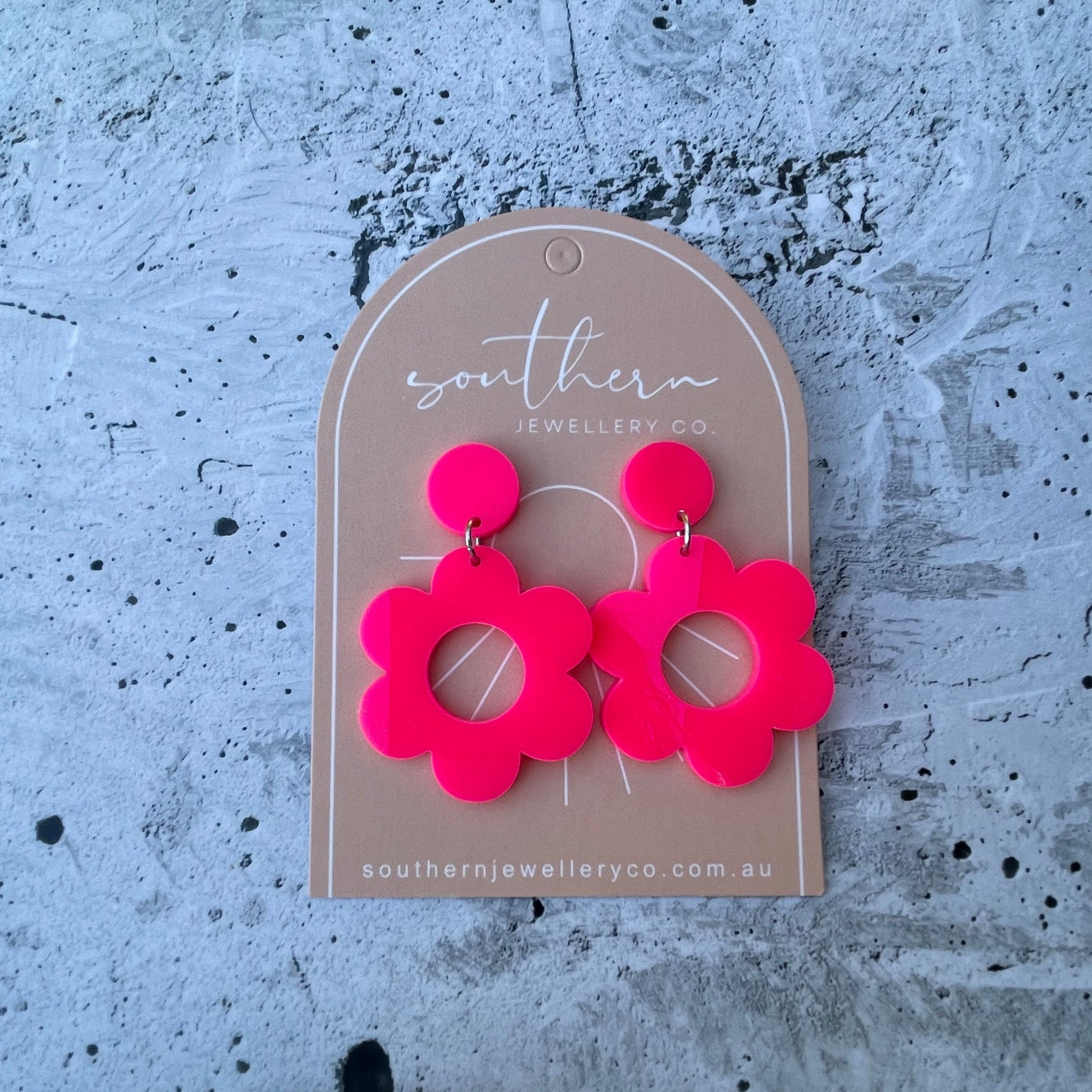 Pink Flower Earrings-Earrings-Southern Jewewellery Co.-Southern Goods Co.
