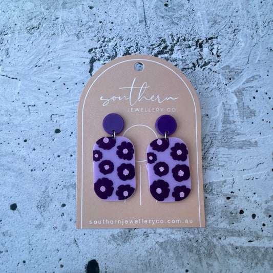 Retro Purple Earrings-Earrings-Southern Jewewellery Co.-Southern Goods Co.
