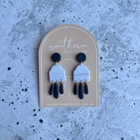 Smokey Black Earrings-Earrings-Southern Jewewellery Co.-Southern Goods Co.