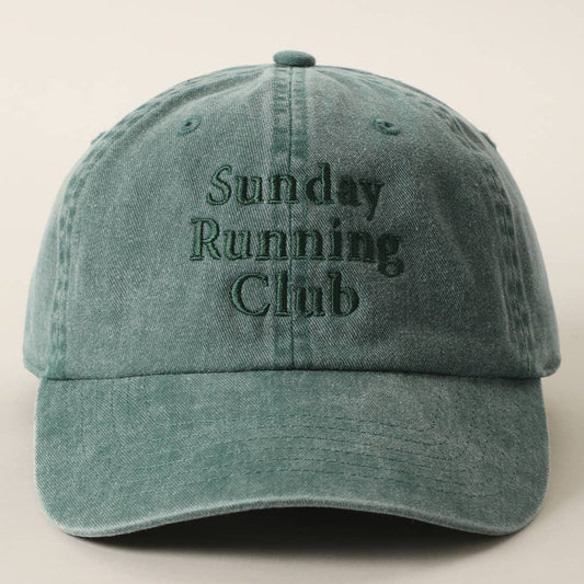 Sunday Running Club Embroidered Cap: GREEN-Hats-Southern Jewewellery Co.-Southern Goods Co.
