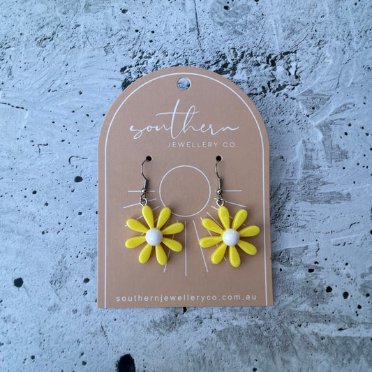 Vintage Yellow Daisy Earrings-Earrings-Southern Jewewellery Co.-Southern Goods Co.