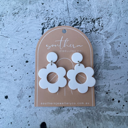 White Flower Earrings-Earrings-Southern Jewewellery Co.-Southern Goods Co.