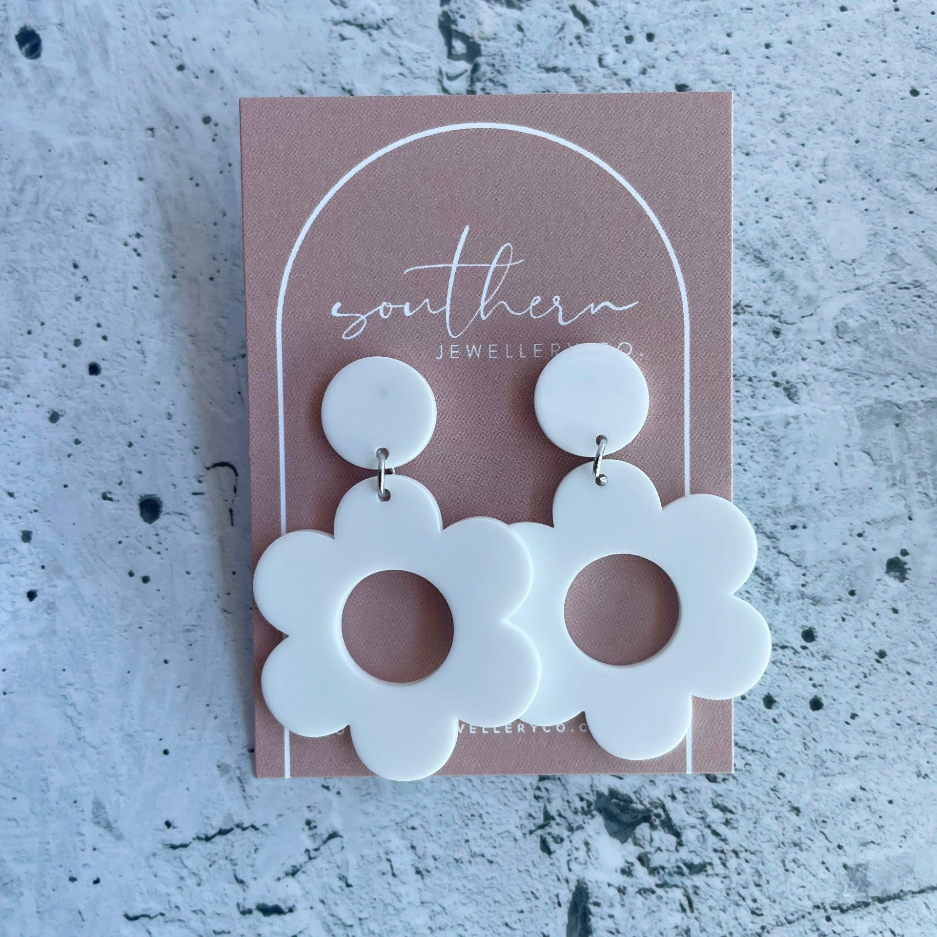 White Flower Earrings-Earrings-Southern Jewewellery Co.-Southern Goods Co.